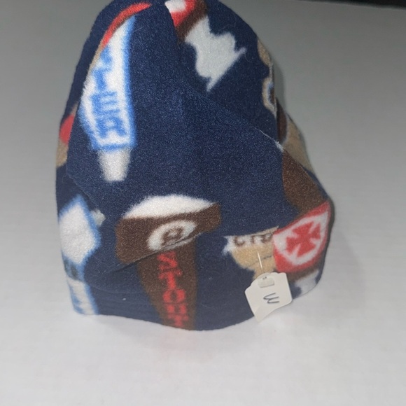 Handmade Navy Blue Craft Beer Tap Fleece Beanie Made By My Mom Warm&Cozy Size M - Picture 4 of 6